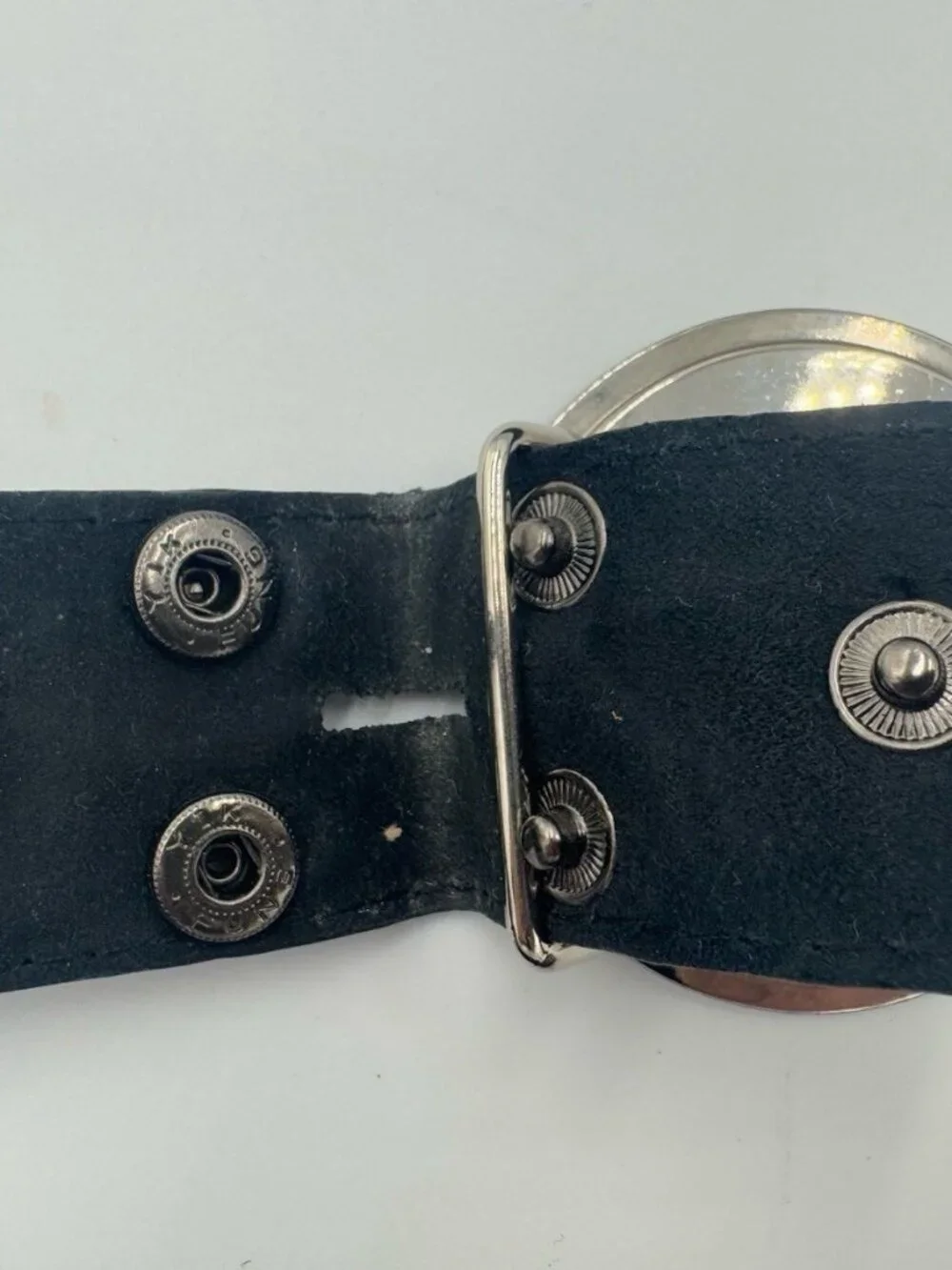 Yik Fung Vintage Y2K Black Suede Buckle Belt